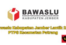 Bawaslu Kabupaten Jember Lantik 287 PTPS Kecamatan Patrang